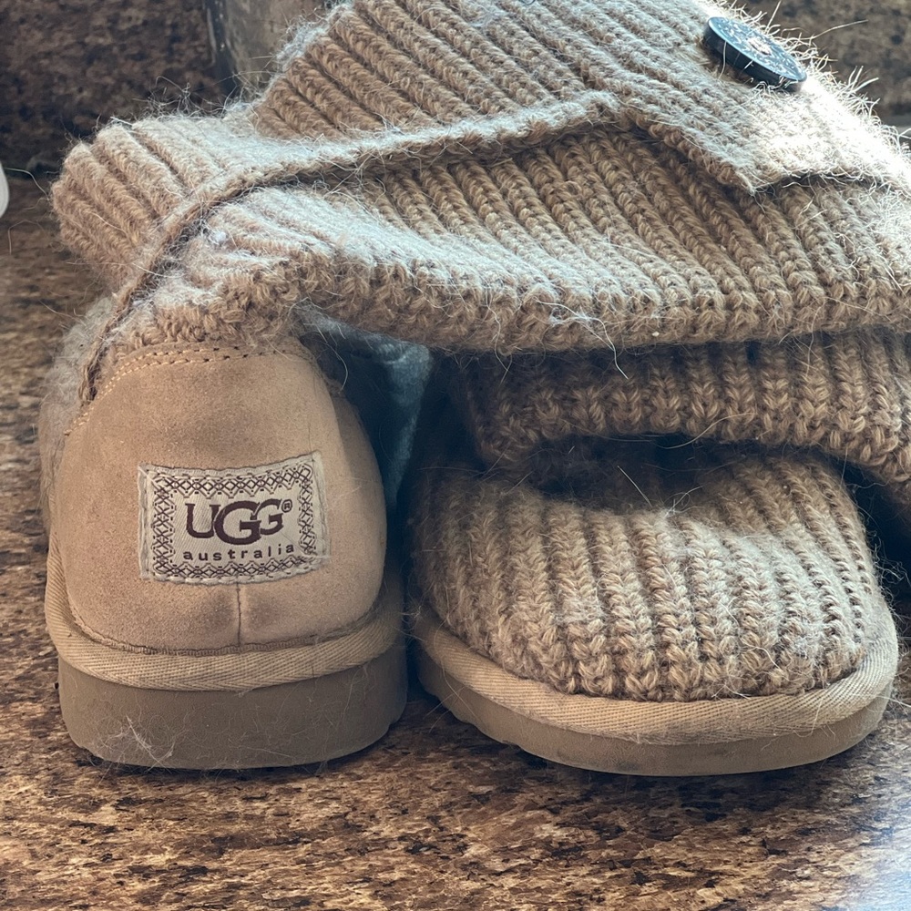 UGG Tan Knit Cuff Boots